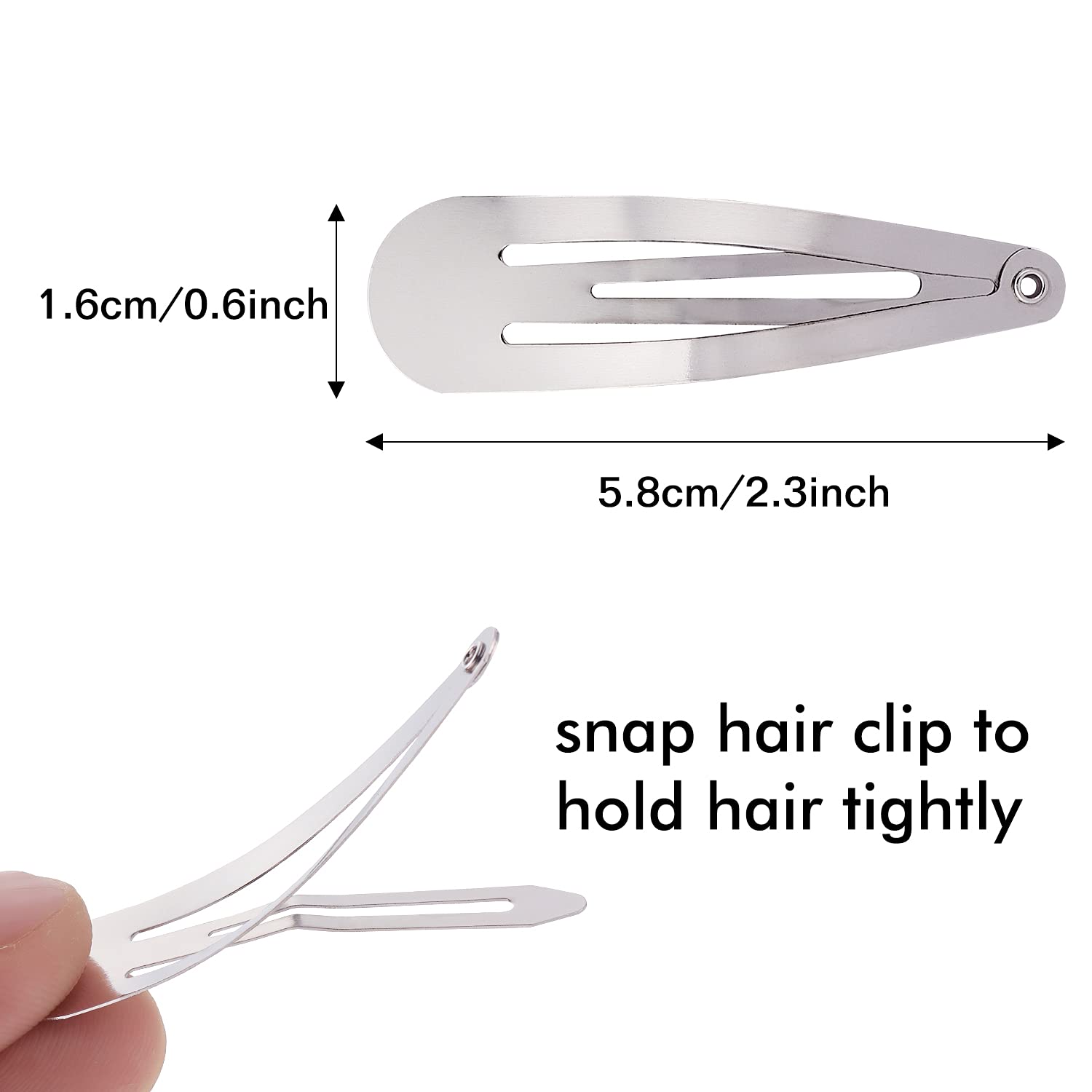 Lawie 100 Pack 6 Cm Silver Blank Snap Metal Hair Clips 2.5 Inch Small Plain Base Hair Barrettes Gray Hair Pins Thin Fine Bang Ha