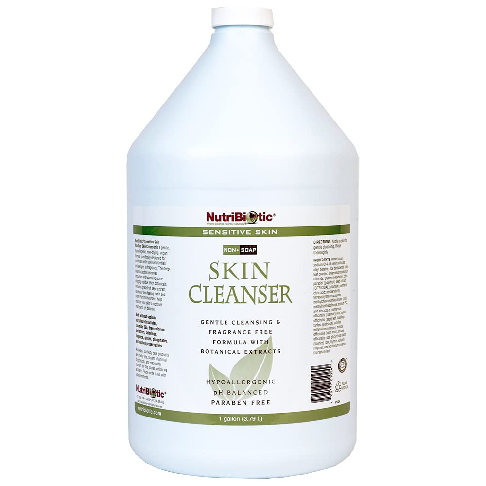 NutriBiotic - Sensitive Skin Non-Soap Skin Cleanser, 1 Gallon with GSE (Citricidal) | pH Balanced, Hypoallergenic & Biodegradabl