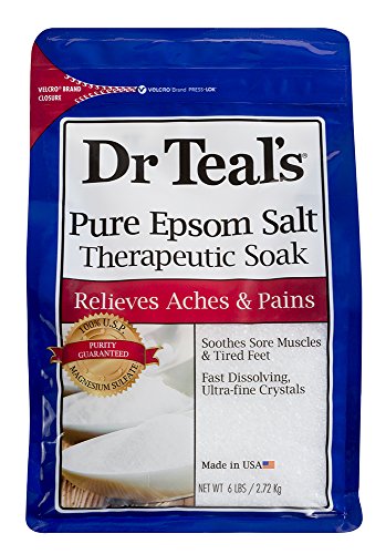 Dr Teals Pure Epsom Salt Therapeutic Soaking Solution, Unscented, 96 Oz. (Pack of 1) (Packaging May Vary)