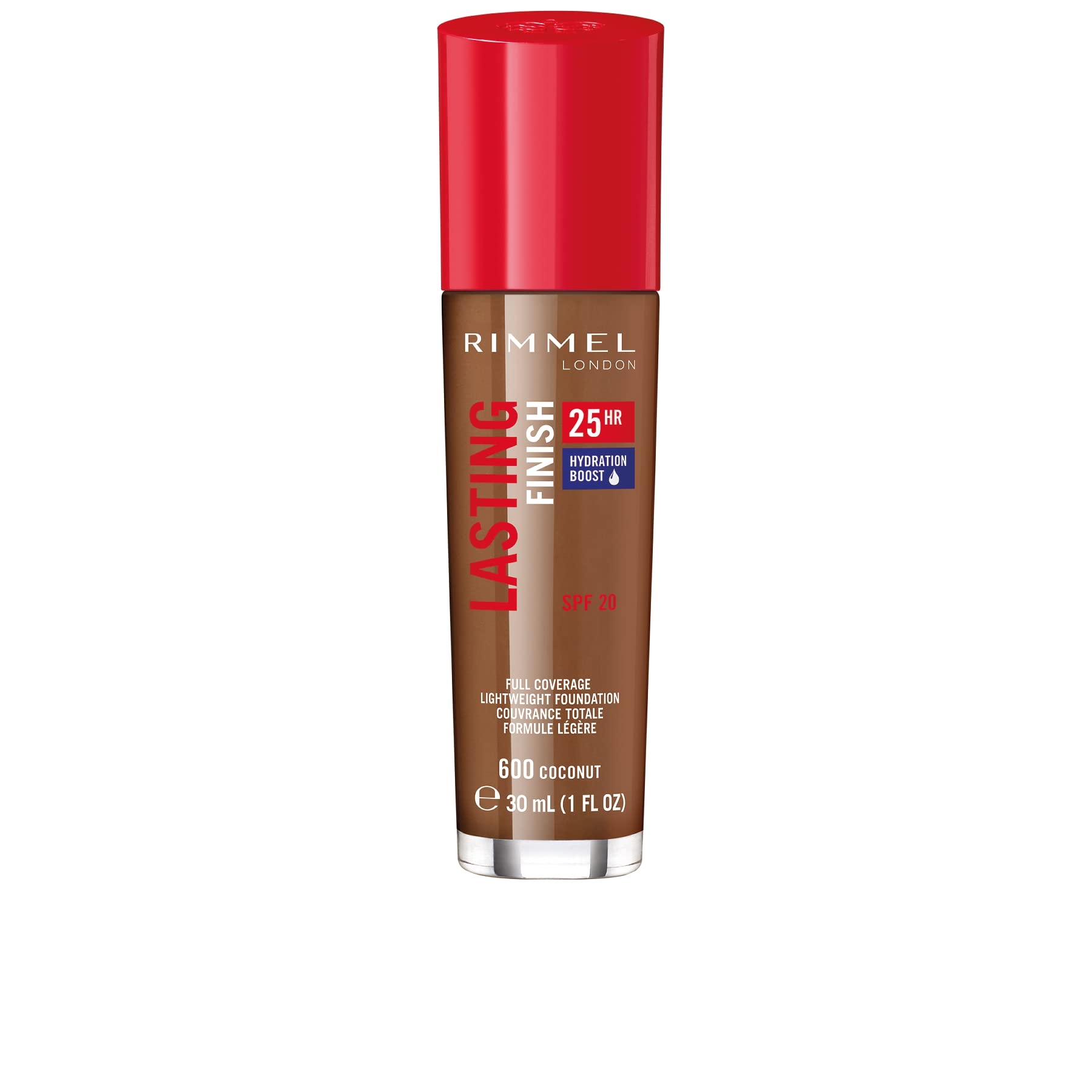 Rimmel London Lasting Finish 25Hr - 600 Warm Coconut - Foundation, 25-Hour Wear, Full Coverage, Waterproof, 1Oz