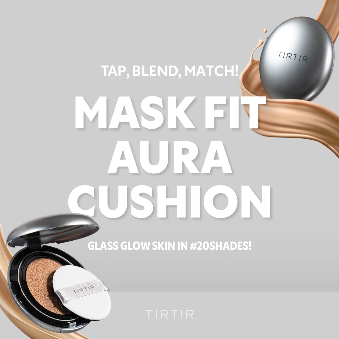 [*Mini Size*] Tirtir Aura Glow Silver Cushion | Korean Cushion Foundation, (#43N Deep Cocoa, 0.15 Fl Oz)