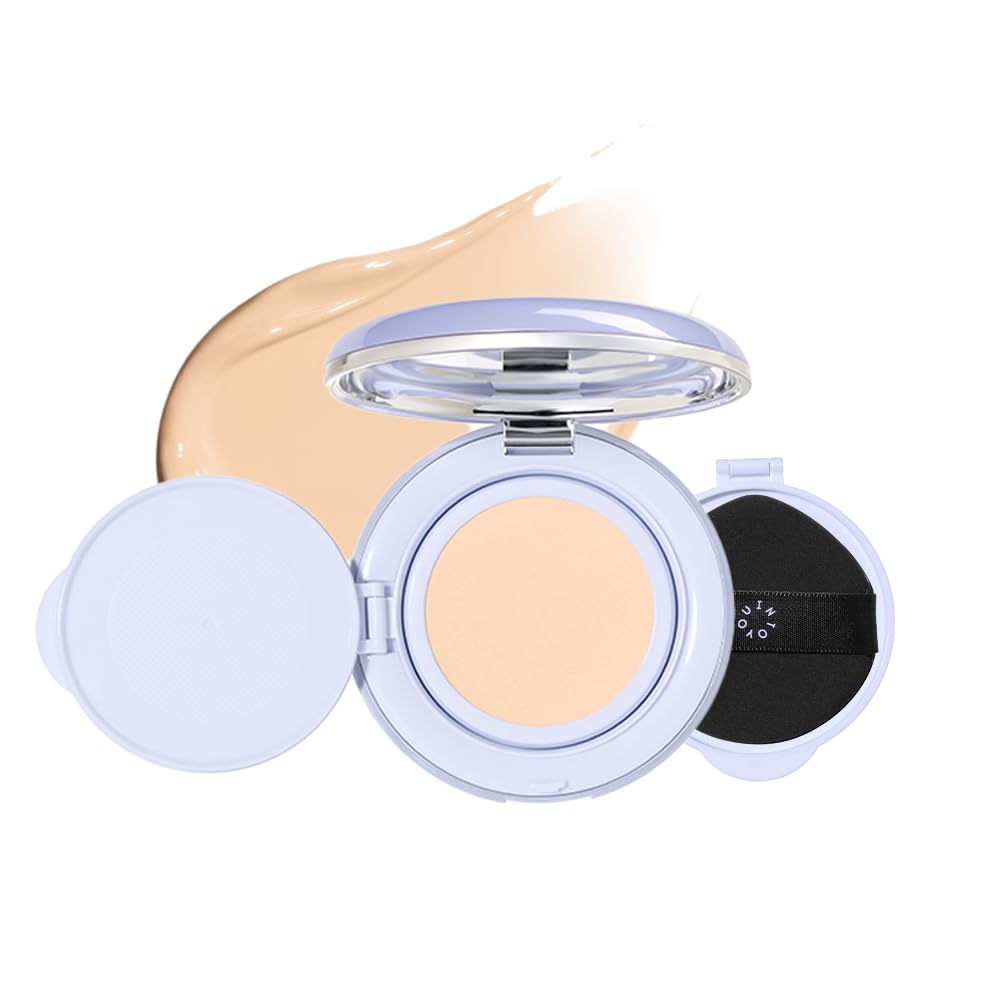 INTO YOU Purple Moisture Cushion Foundation(Refill Included), Full Coverage, Buildable, Hydration, Weightless, Cream Base Makeup