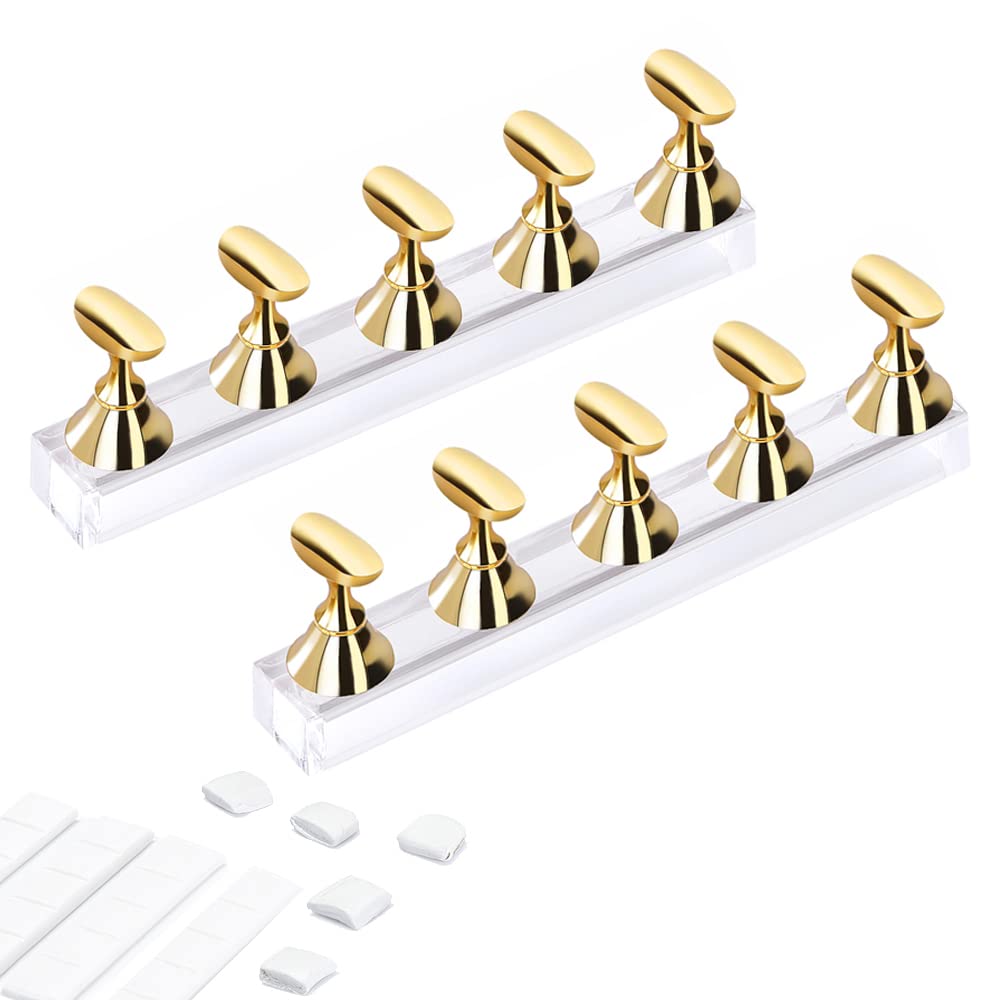 Acrylic Nail Display Stand Diy Nail Crystal Holder Magnetic Practice Stands With Reusable Adhesive Putty Clay For False Nail Tip