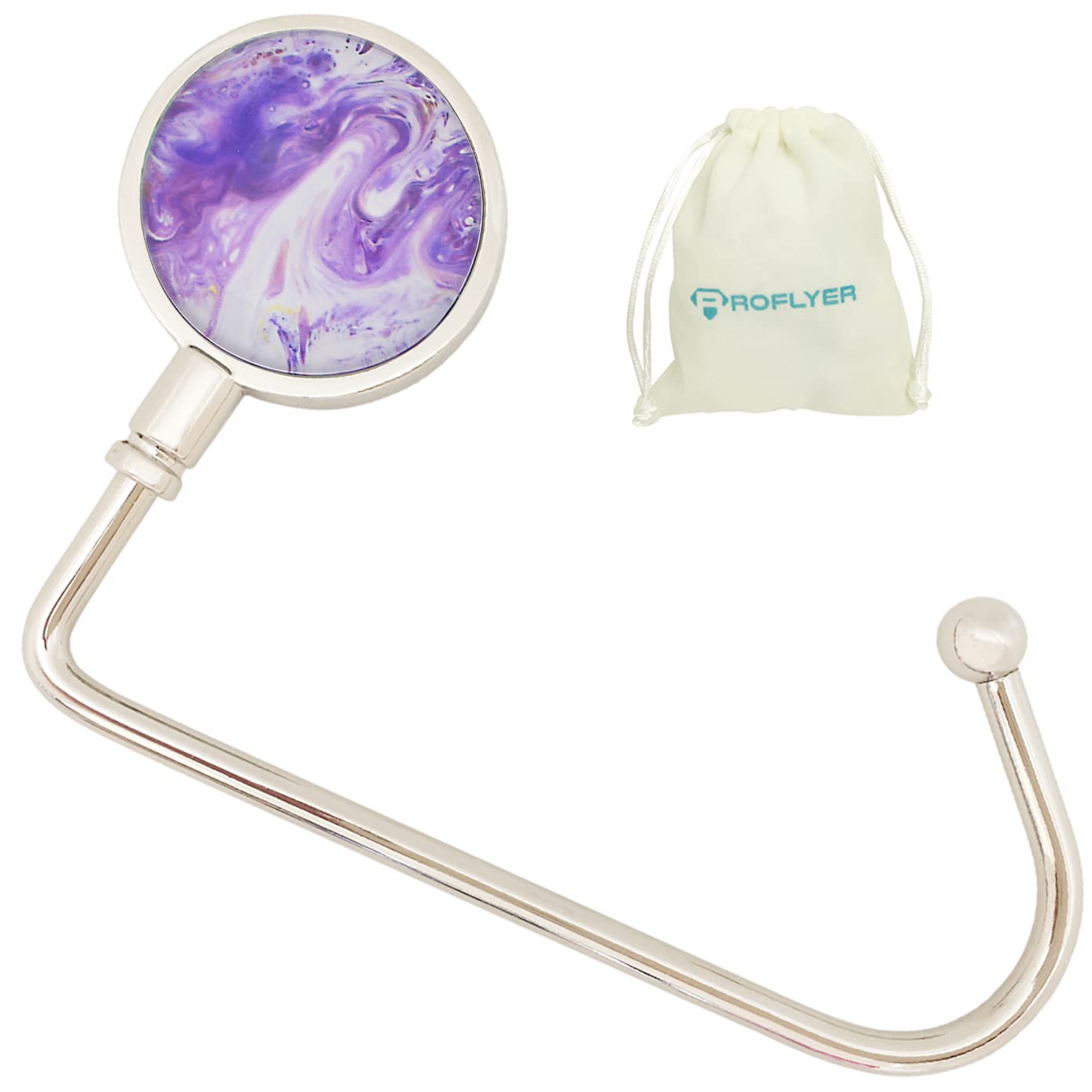ROFLYER Purse Hook Hanger for Table Bar Handbag Hanger Safer Cleaner Bag Table Hanger with Velvet Pouch (Marble 02 S)