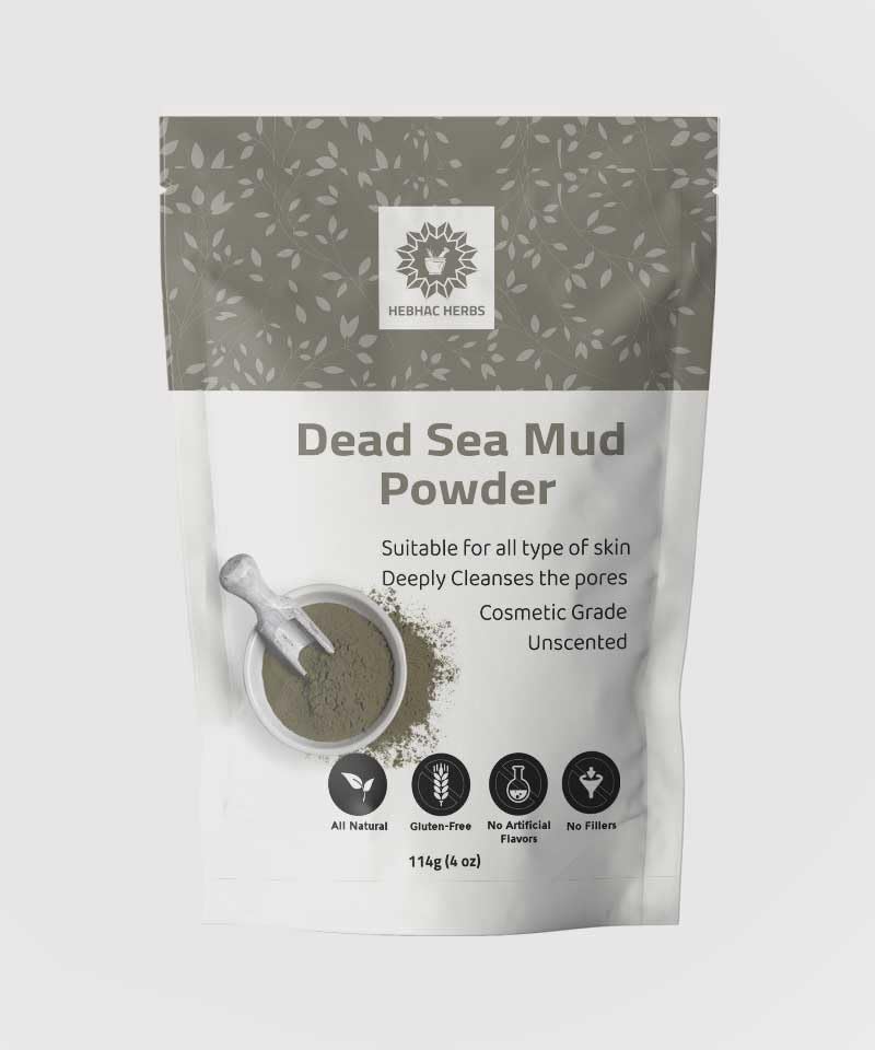 Hebhac Herbs Dead Sea Mud Clay Powder for Facial Mask for Men & Women -114g - Natural Facial Cleanser, Skin Tightening, Blackhea