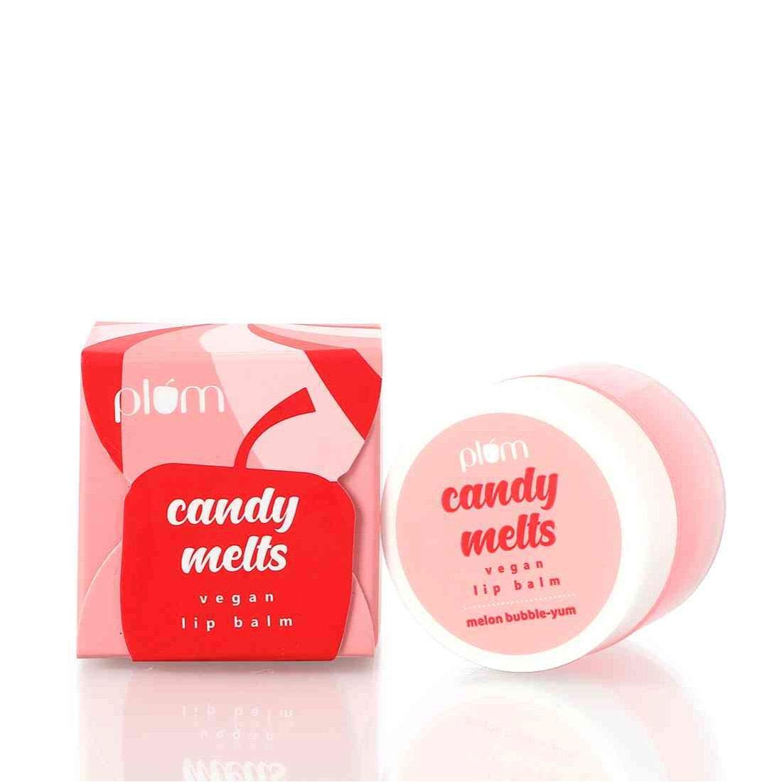 Plum Candy Melts Vegan Lip Balm | Melon BubbleYum | Natural Uv Protection | Ultra Moisturization | Added Shine | 100% Vegan | P