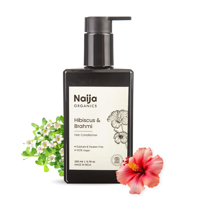 Naija Organics Hibiscus & Brahmi Hair Conditioner | Ecocert Certified Gentle & Effective Hair Fall Solution | Sulphate & Paraben