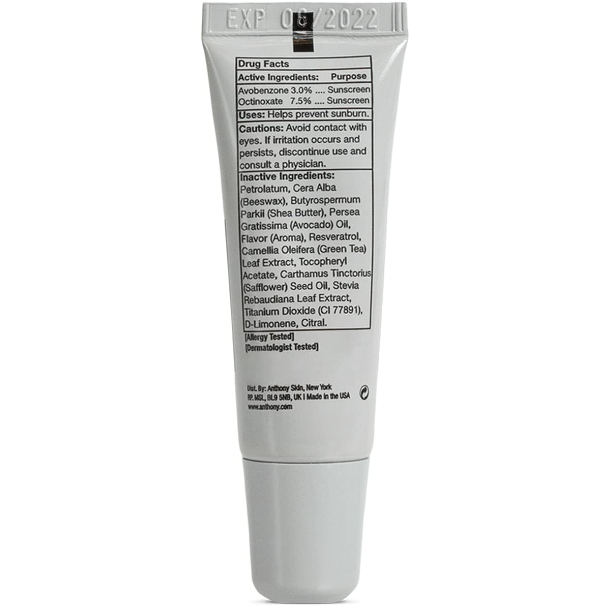 Anthony 25 Spf Lip Balm With Sunscreen For Lips - Contains Green Tea Extract, Shea Butter & Vitamin E - Moisturizing Repair Care