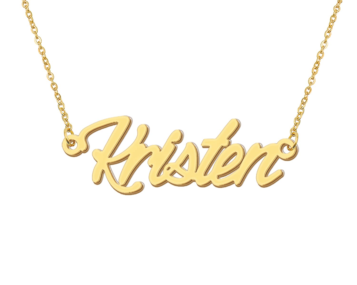 Aoloshow Kristen Pendant Name Necklace Womens Nameplate Necklace Chain 18k Gold Plated Stainless Steel Jewelry for Familys