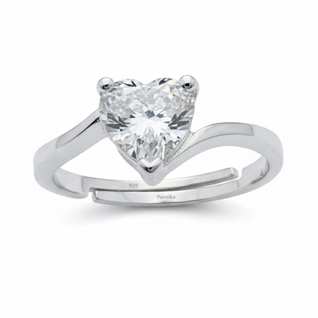 Parnika Exotic Solitaire Cz Adjustable Finger Ring In Pure 92.5 Sterling Silver | Gift For Girls & Women | With Certificate Of A