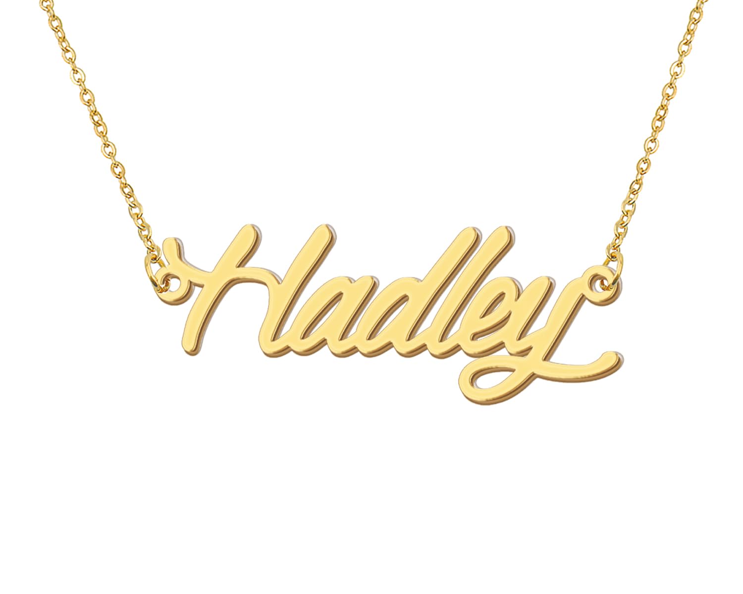 Aoloshow 18k Gold Plated Hadley Name Pendant Necklace Womens Nameplate Charm Necklaces Stainless Steel Jewelry for Valentine's D