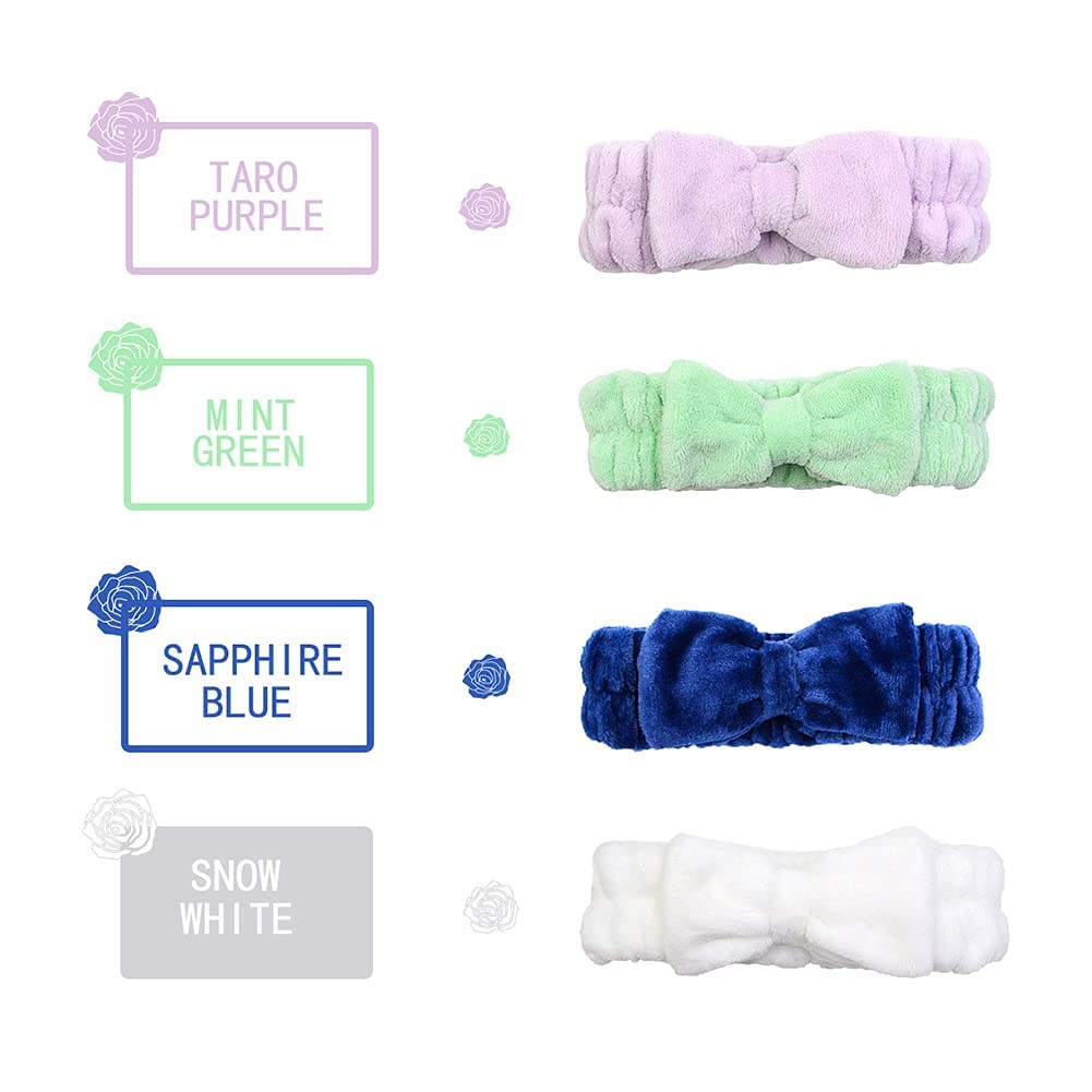 Chloven 7 Pcs Microfiber Bowtie Oversized Headbands Facial Makeup Headband Large Cosmetic Bowknot Hairlace Adjustable Elastic Ha
