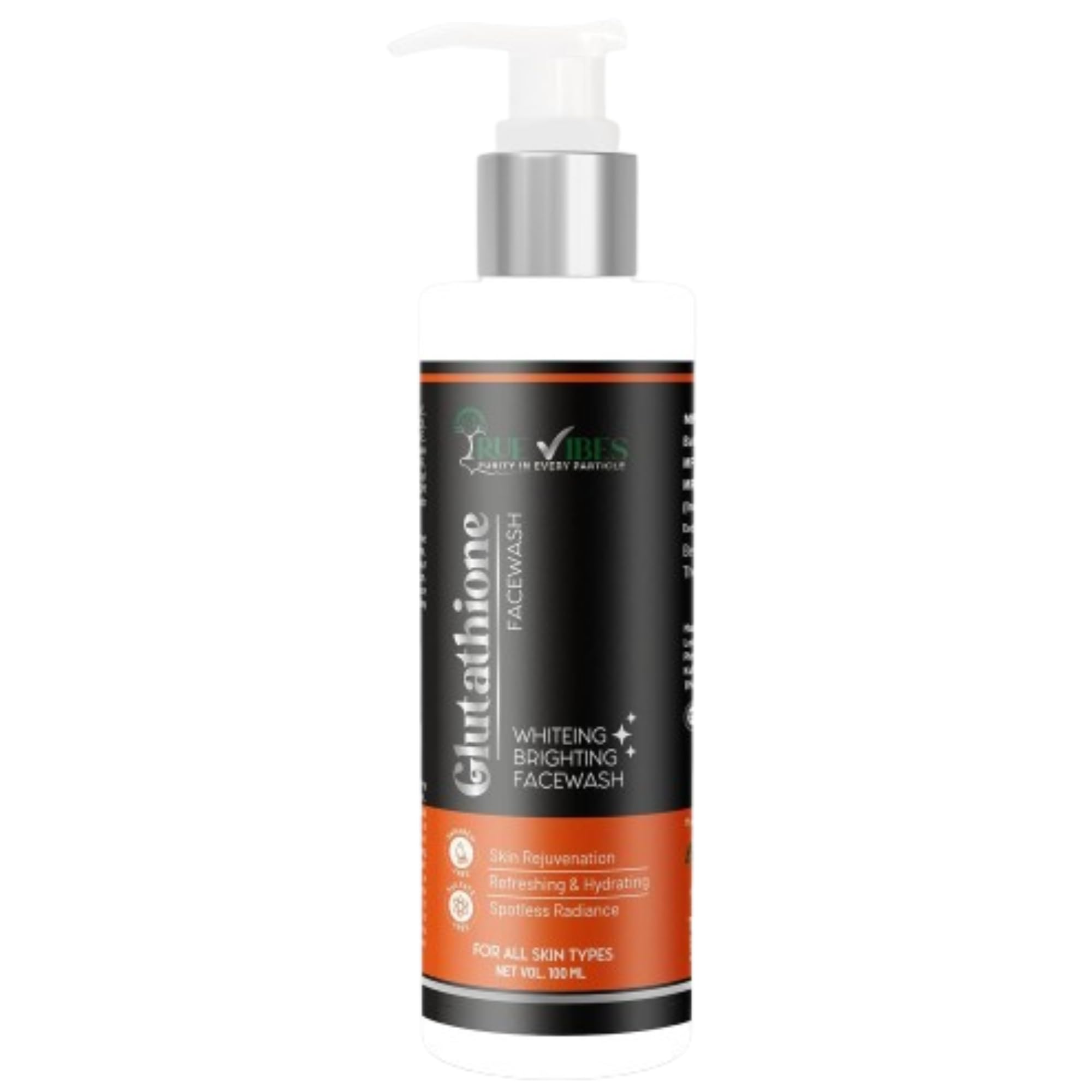 True Vibes Glutathione Face Wash 100Ml Whitening Brightening Deep Cleansing With Vitamin C Extract Reduces Dark Spots For Radian