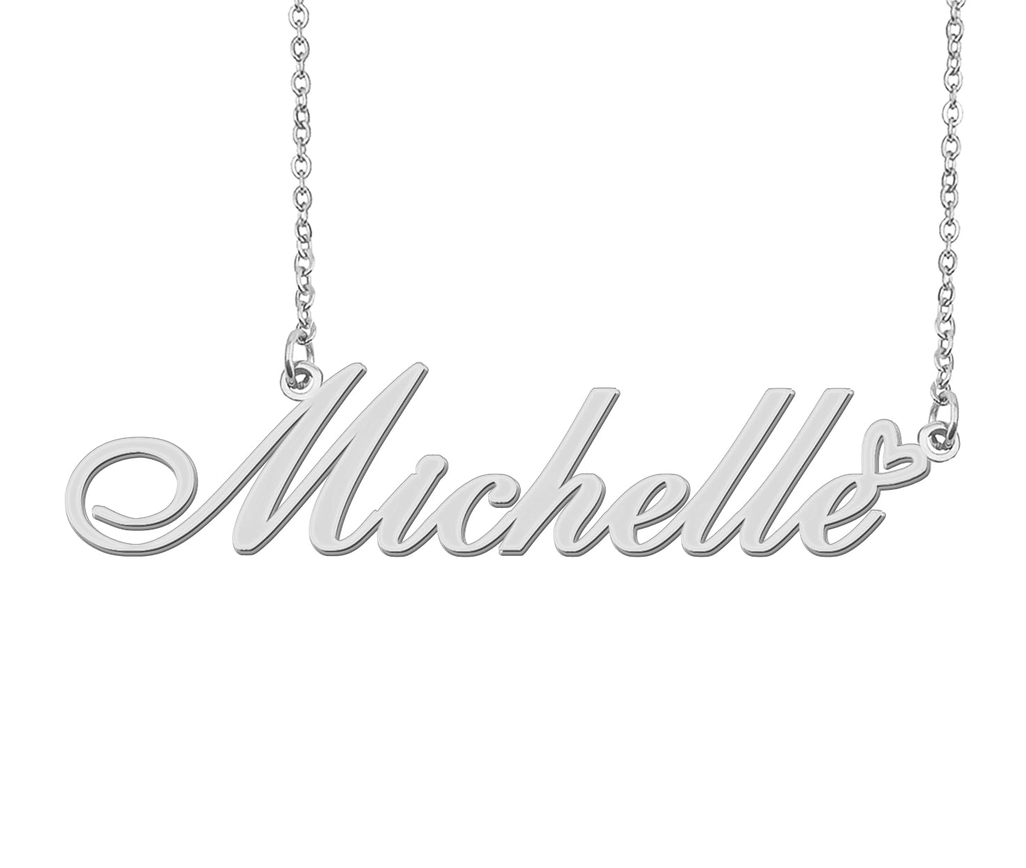 Aoloshow Stainless Steel Silver Michelle Heart Name Necklace Charm Pendant Jewelry for Mom Best Friends