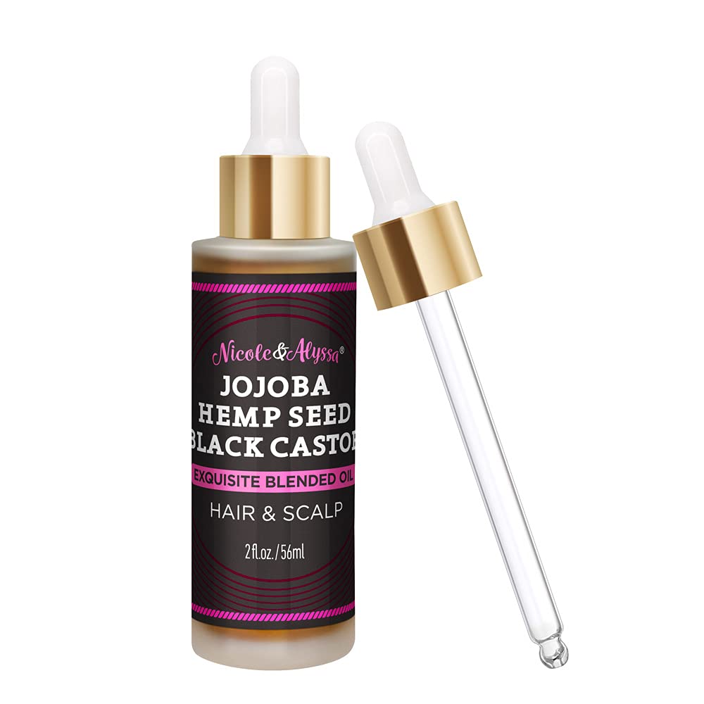 Nicole & Alyssa  Hair and Scalp Oil 2oz  100% Pure Essential Oil (Jojoba Oil, Hemp Seed Oil, Black Castor Oil) (Pack of 1)