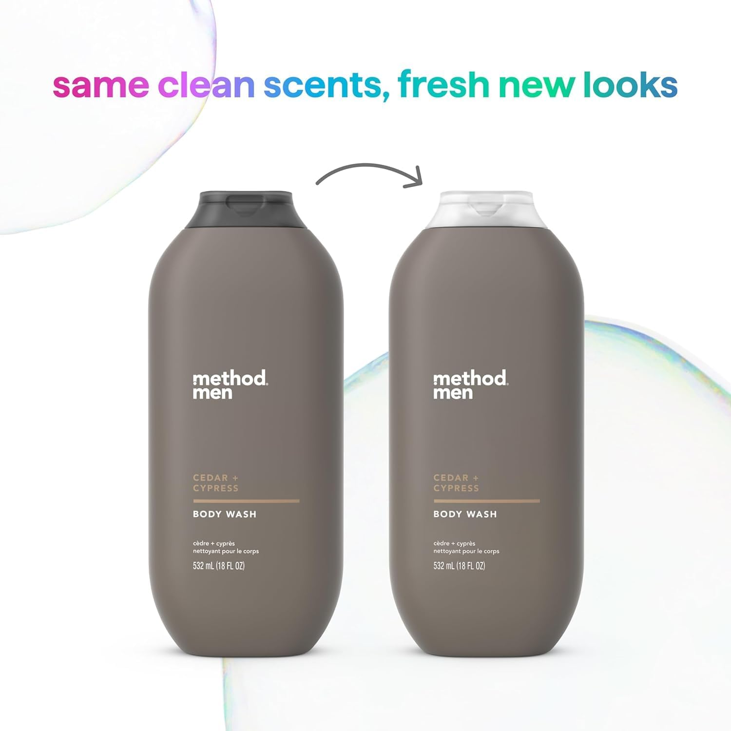 Method Men Body Wash, Cedar + Cypress, Paraben Free, 18 FL Oz (Pack of 3), White