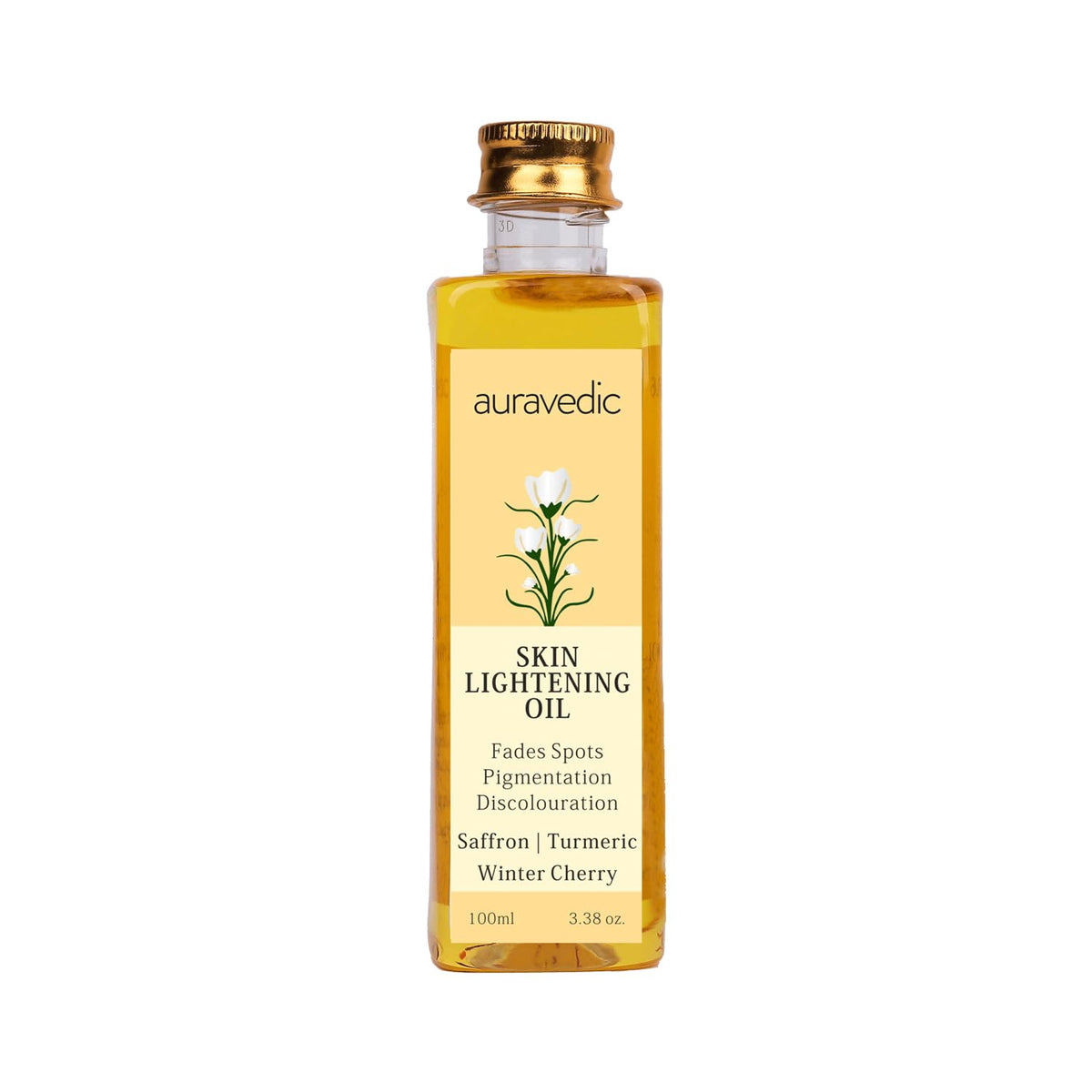 Auravedic Skin Oil 100ml (3.38 Fl Oz) for Radiant Skin | with Saffron Ashwagandha & Turmeric | Massage Oil for Face | for Adult