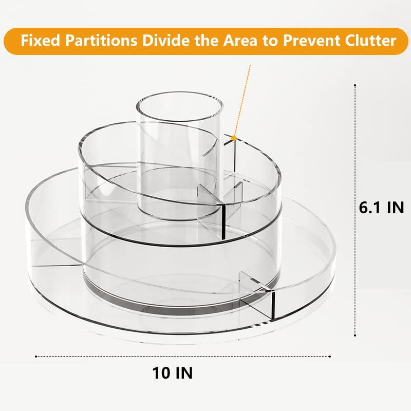 Taiuloo 360 Rotating Makeup Organizer, Lazy Susan Turntable Cosmetics Storage Tray, 2 Layers Round Spinning Holder Organizer Cas
