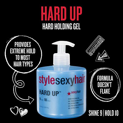 Sexyhair Style Hard Up Hard Holding Gel, 16.9 Oz | Extreme Hold | Non-Flaking Formula | All Hair Types