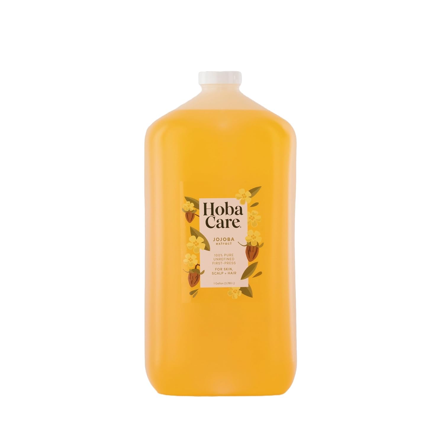 HobaCare Bulk Jojoba Oil - 100% Pure Hexane Free Unrefined Carrier Oil for Soap Making, Hair, Face, Beard, Scalp, Skincare Spa -