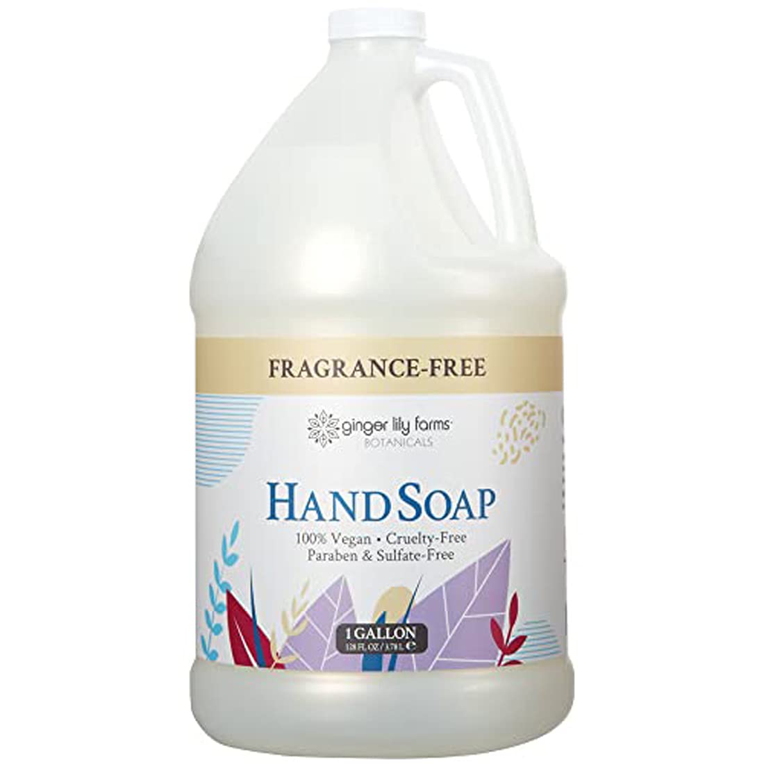ginger Lily Farms Botanicals All-Purpose Natural Fragrance-Free Hand Soap, Liquid Hand Soap Refill, 128 Ounces, 1 gallon (case o