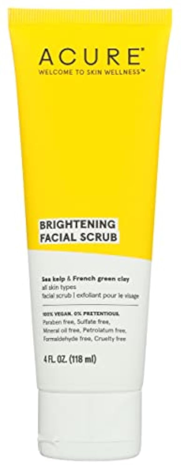 Acure Brightening Facial Scrub, For All Skin Types, Sulfates Free, Vegan, 4 Fluid Ounces (Pack Of 1)
