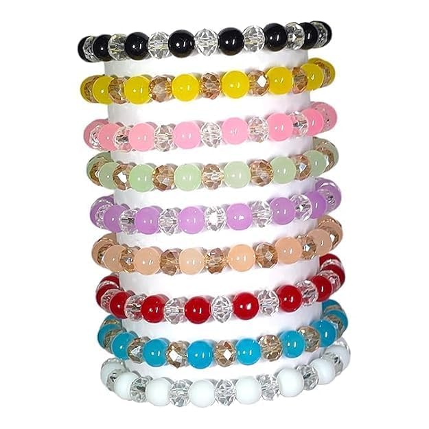 Shopyidol Glass Bead Bracelet Set Beads  Mullticolour  Stretchable Bracelets For Women, Girls Stylish (Pack Of 12)