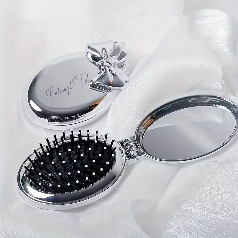 Fayby Folding Mini Pocket Hair Comb With Mirror Portable Massage Comb Brush For Salon Travel Outdoor Makeup Styling Tools (1 Psc