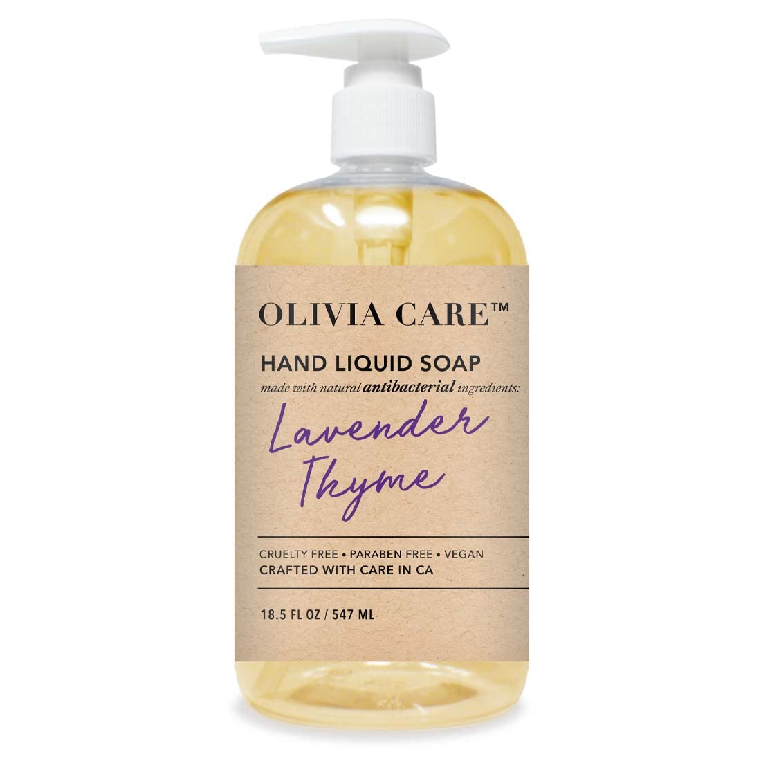 Olivia Care Antibacterial Hand Soap - Infused With Sage & Tea Tree Oil & Lavender Thyme Fragrance, Cleansing, Germ-Fighting, Moi
