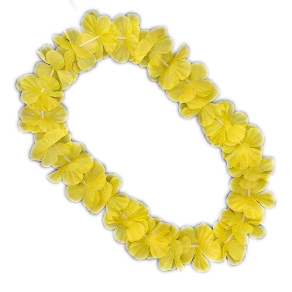 blinkee Vibrant Yellow Satin Faux Floral Lei - 36 Hawaiian Flower Necklace for Luau & Tropical Parties