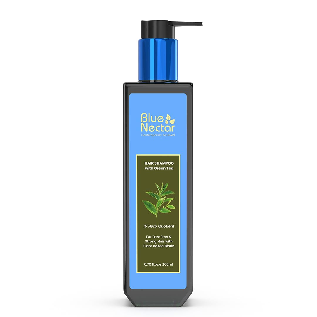 Blue Nectar Anti Frizz Hair Shampoo for Dry & Frizzy Hair | Natural Biotin Shampoo for Women & Men (15 herbs, 6.76 Fl oz)