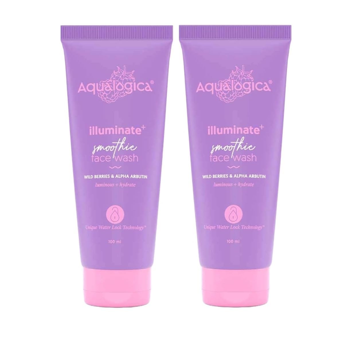 Aqualogica Iiiuminate+ Smoothie Face Wash With Wild Berries & Alpha Arbutin For Luminous Glow  100Ml (Pack Of 2) | Evens Skin T