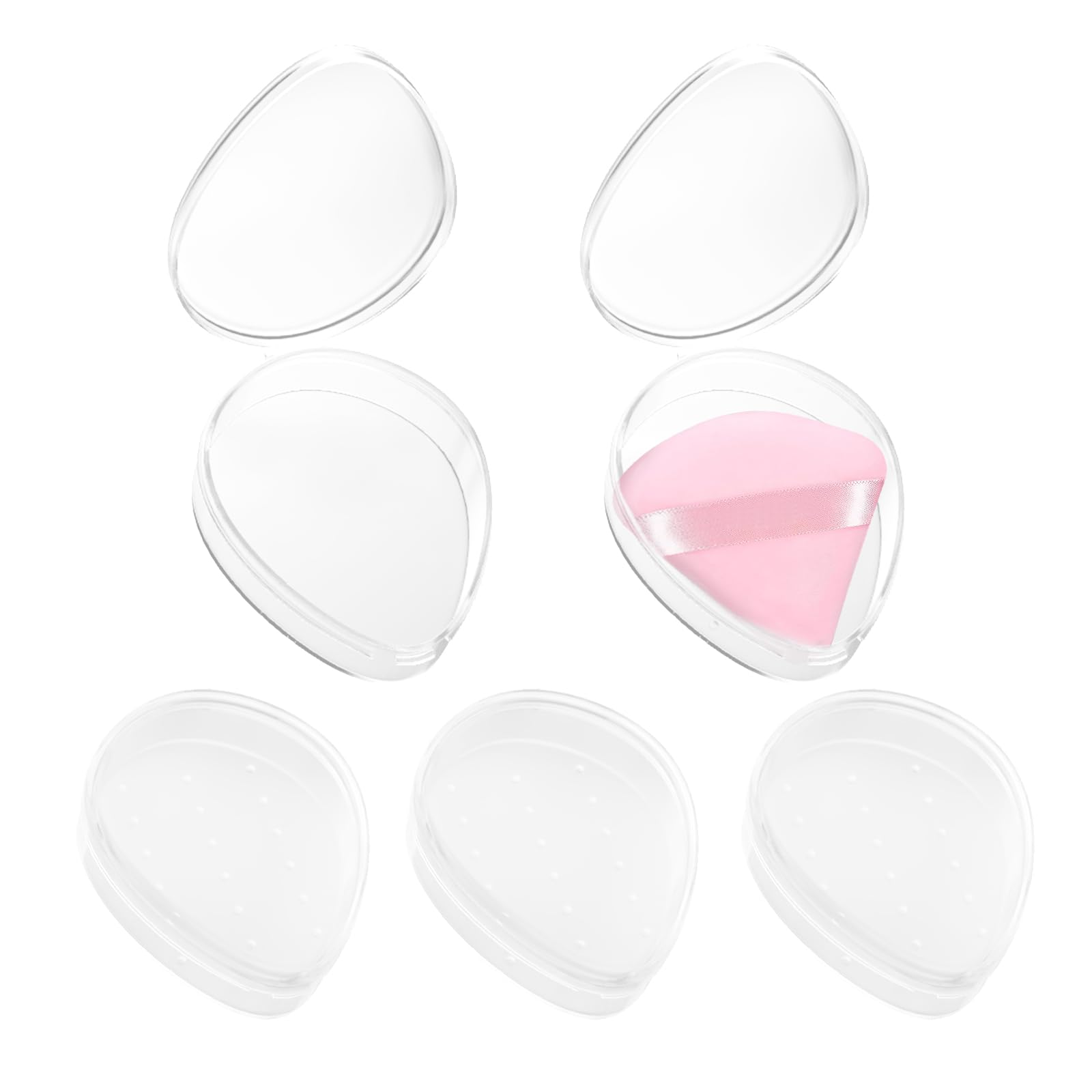 5 Pack Triangle Powder Puff Holders - Multifunctional Cosmetic Storage Case for Makeup Puffs, Beauty Blenders - No Sponge Includ