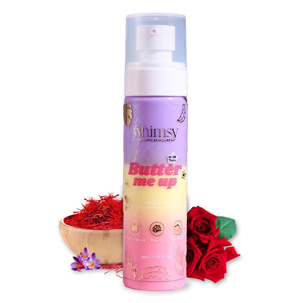 Whimsy Beauty Face Moisturizer For Kids & Preteens | Hydrating Cream With Shea Butter, Rose Oil & Saffron Extract | Gentle Face 