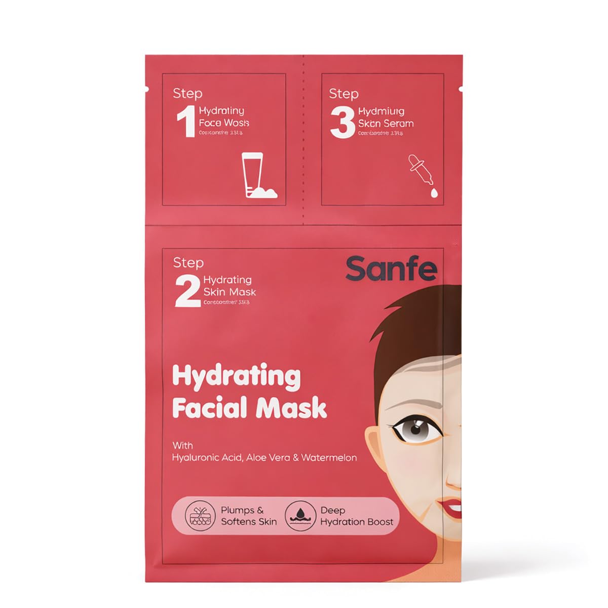 Sanfe Hydrating Facial Mask  Pack Of 1 | Deep Moisture | Sheet Mask For Soft Plump & Supple Skin | Suitable For All Skin Types 