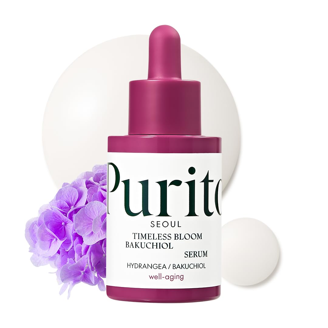 Purito Seoul Timeless Bloom Bakuchiol Serum, Korean Jeju Hydrangea, For Sensitive Skin, Ampoule, Fine Line Reduction, Anti Aging