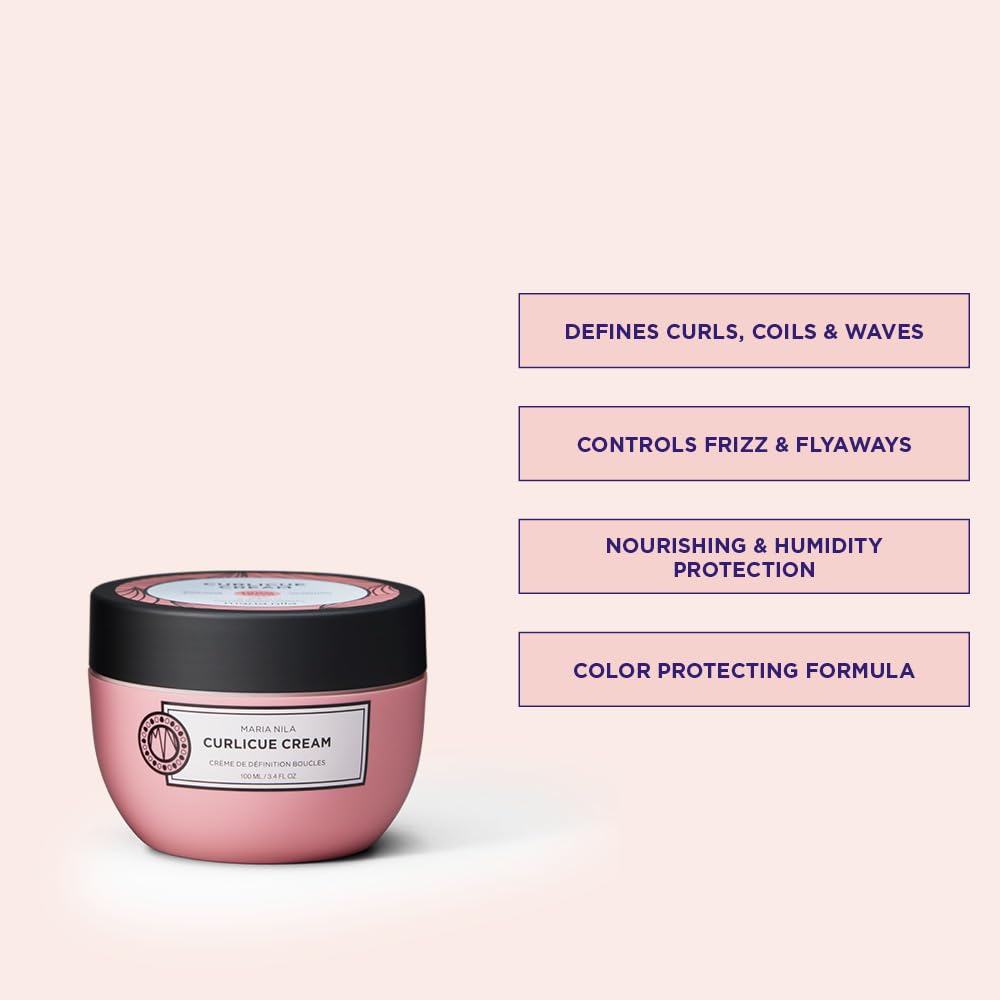 Maria Nila Curlicue Cream, 3.4 Fl Oz, Hold 3/5, Enhances Curls & Waves, Chamomile Hydrates & Prevents Frizz, 100% Vegan & Sulfat
