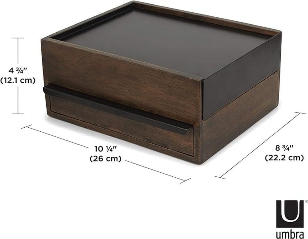 Umbra Stowit Jewelry Box - Modern Keepsake Storage Organizer with Hidden Compartment Drawers for Ring, Bracelet, Watch, Necklace