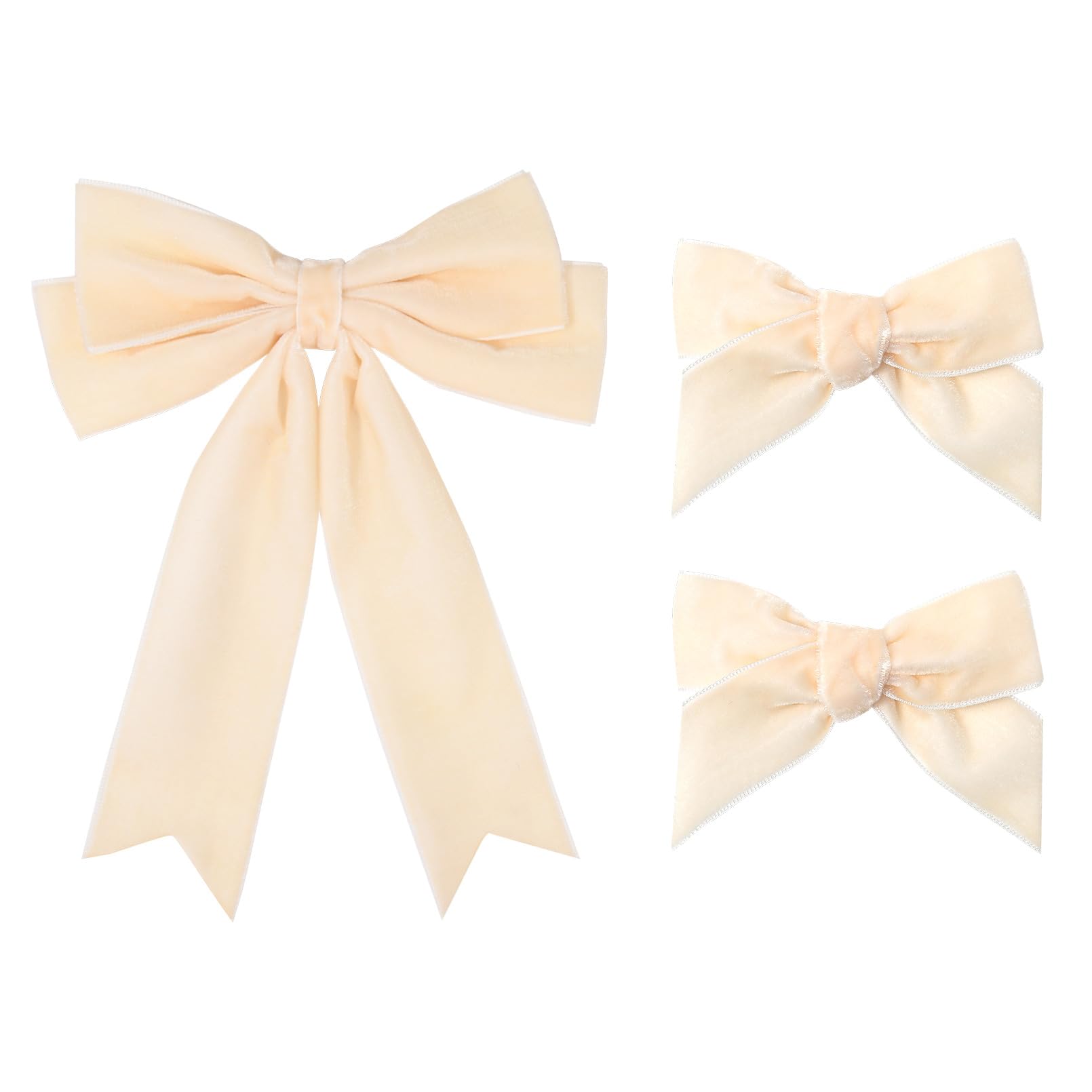 3 PCS Velvet Bows Hair Clip Ribbon White Accessories Ponytail Holder Hair Bow for Women Girls Toddlers Teens Kids