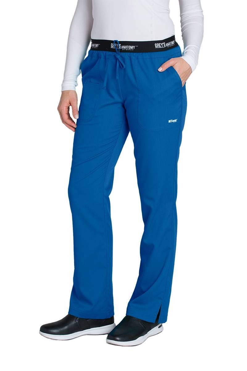 greys Anatomy 4275 3 Pkt Logo Waist Pant with Drawstring (New Royal, X-Small Petite)