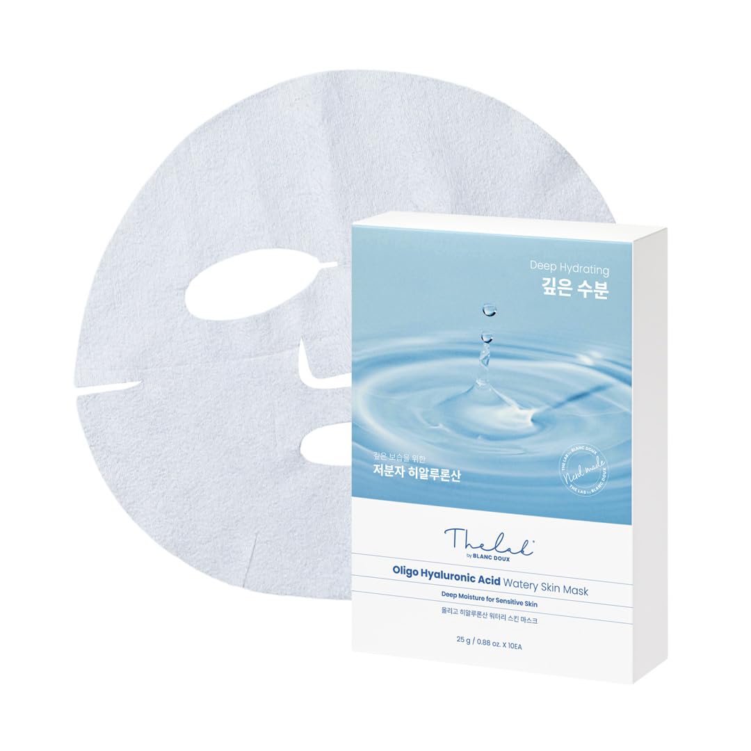 THE LAB BY BLANC DOUX Oligo Hyaluronic Acid Watery Skin Mask Vegan Face Mask, Deep Hydration, Radiant Skin, 10Pack  Ideal for