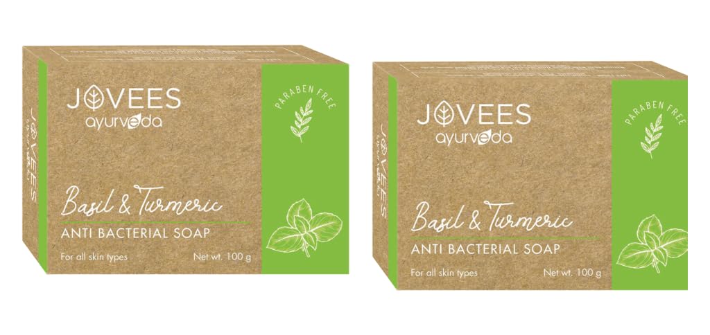 Jovees Herbal Basil & Turmeric Anti Bacterial Soap 100G (Pack Of 2)