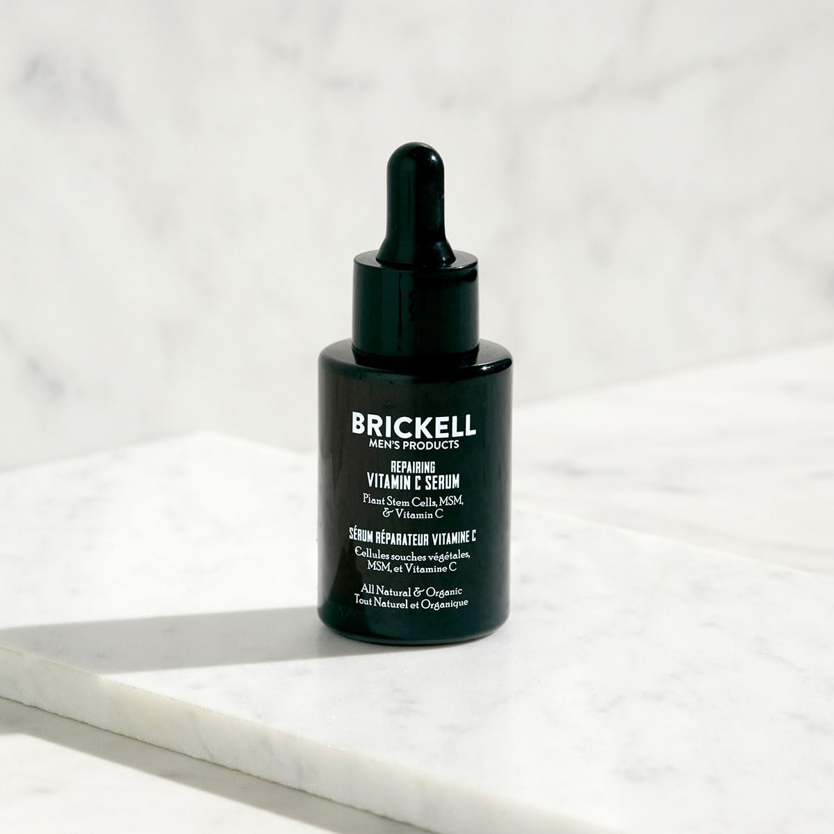 Brickell Men's Anti Aging Vitamin C Serum For Face, Repairing Night Facial Serum for Men, Natural and Organic Hyaluronic Acid Se