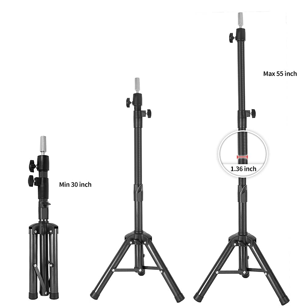Alileader 55 Inch Wig Stand Tripod Mannequin Head Stand Heavy Duty Wig Stand Tripod With Head Wig Head Stand For Styling Wig Hea
