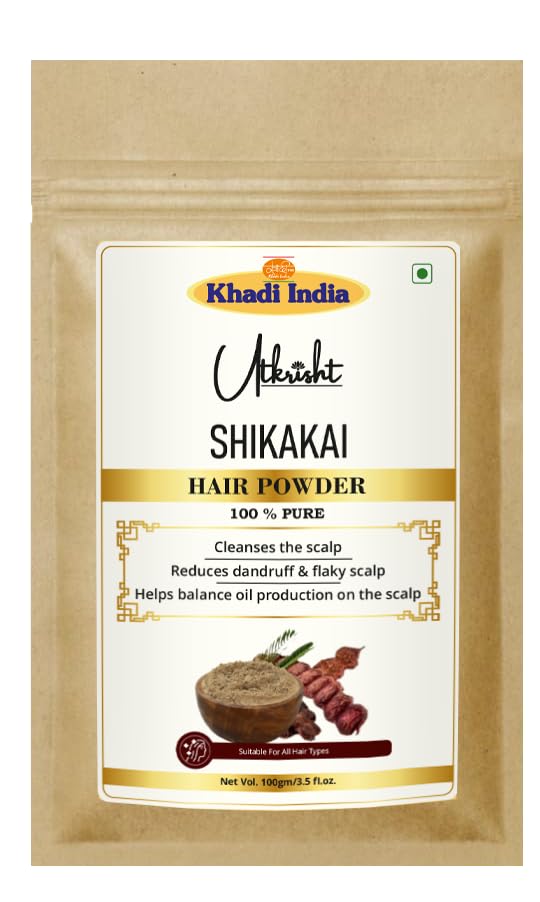 Utkrisht Khadi Shikakai Hair Powder Pack 100G | Natural & Ayurvedic | Removes Dirt, Excess Oil & Chemicals | For Dry, Frizzy & S