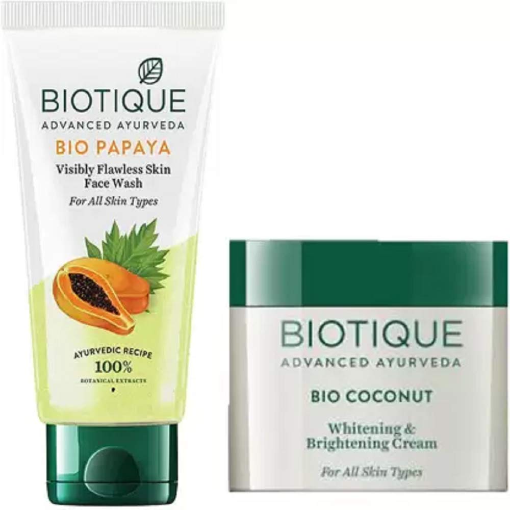 Biotique Youthfull Skin Care Pack  Bio Papaya Face Wash100Ml, Bio Coconut Whitening & Brightening Cream 50Gm (1 Items In The Se