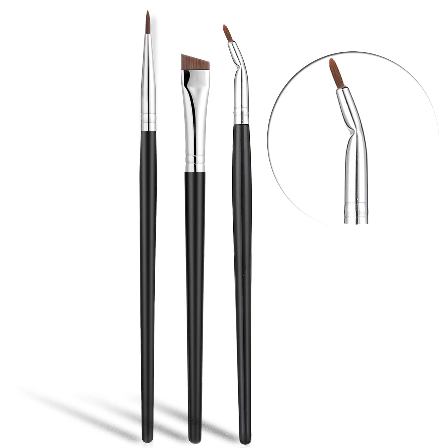 Eyeliner Brushes Set,JASSINS Fine Angled Eyeliner Brushes,Precision Gel Eye Liner Ultra Fine Bent Makeup Brush For Newbies and s