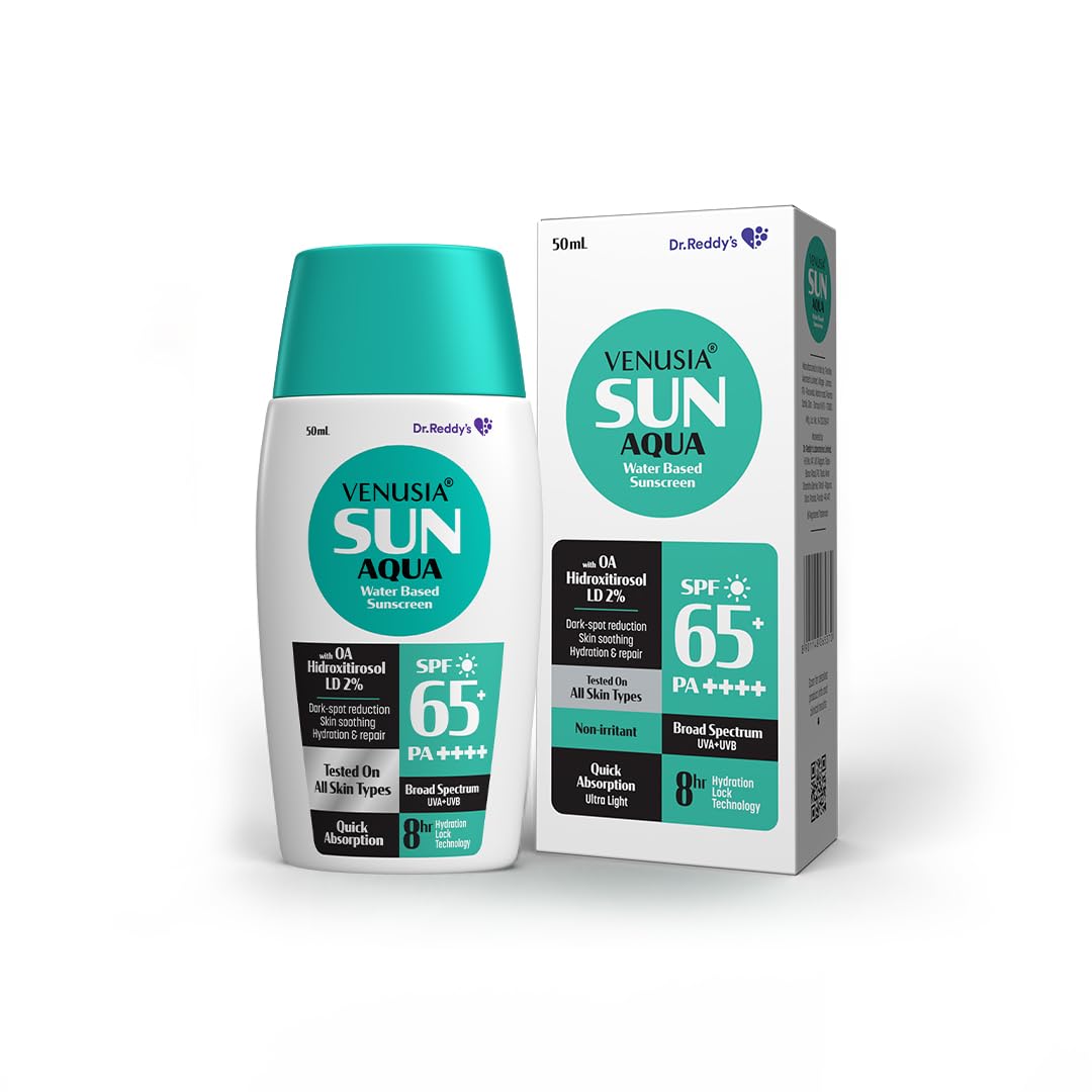 Dr. ReddyS Venusia Water Based Sunscreen Spf 65 | Broad Spectrum Protection | Powered By Antioxidants | UltraLight, NonSticky