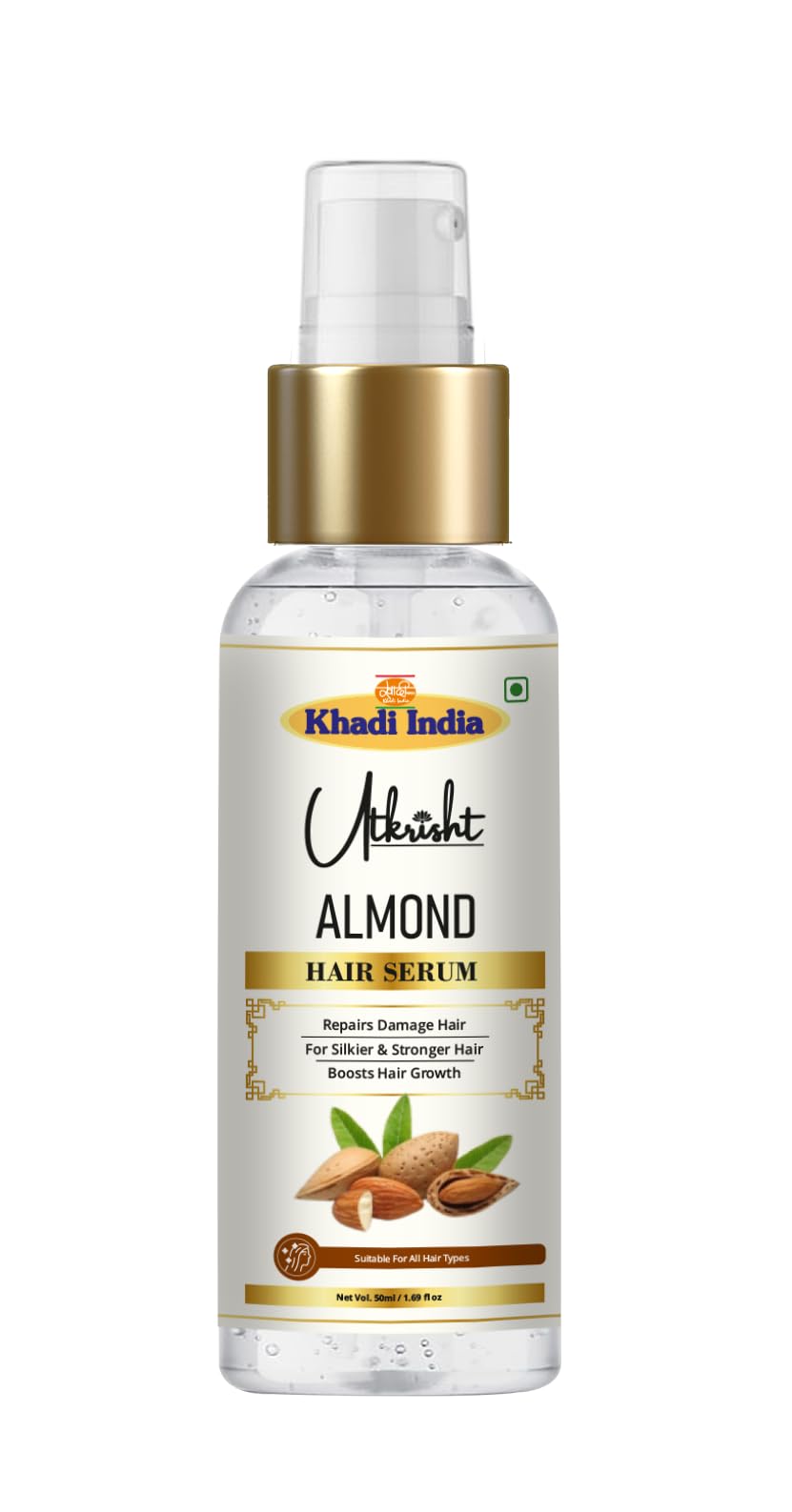 Almond Hair Serum With Vitamin E For Dry, Frizzy & Damaged Hair | Lightweight LeaveIn Hair Serum For Smooth, Silky & Shiny Hair