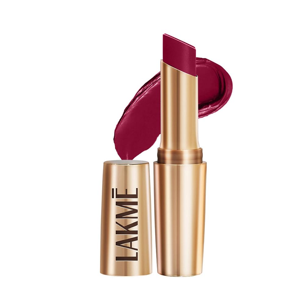 Lakm Powerplay Priming Matte Lipstick, Smooth Matte Finish, Lightweight Lipstick, Smudgeproof, Lasts 16Hrs, Hydrates Lips, Red V